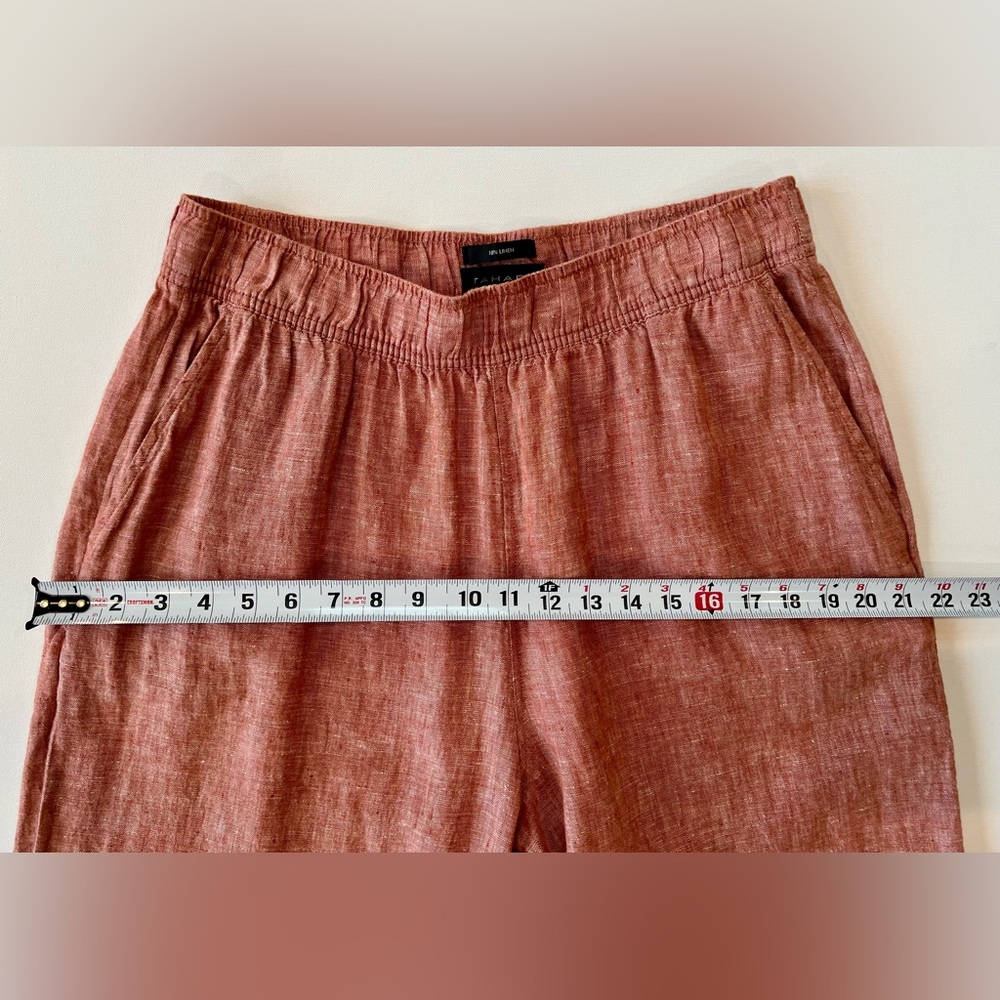 Tahari 100% Linen High Waist Wide Leg Pants Rust Terracotta Chili Flowy - Picture 5 of 11